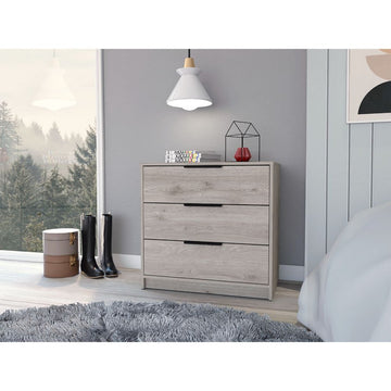 Dresser 27"H, 3 Drawers Dresser, Superior Top, Light Gray Light Gray Bedroom Modern Particle Board Particle Board