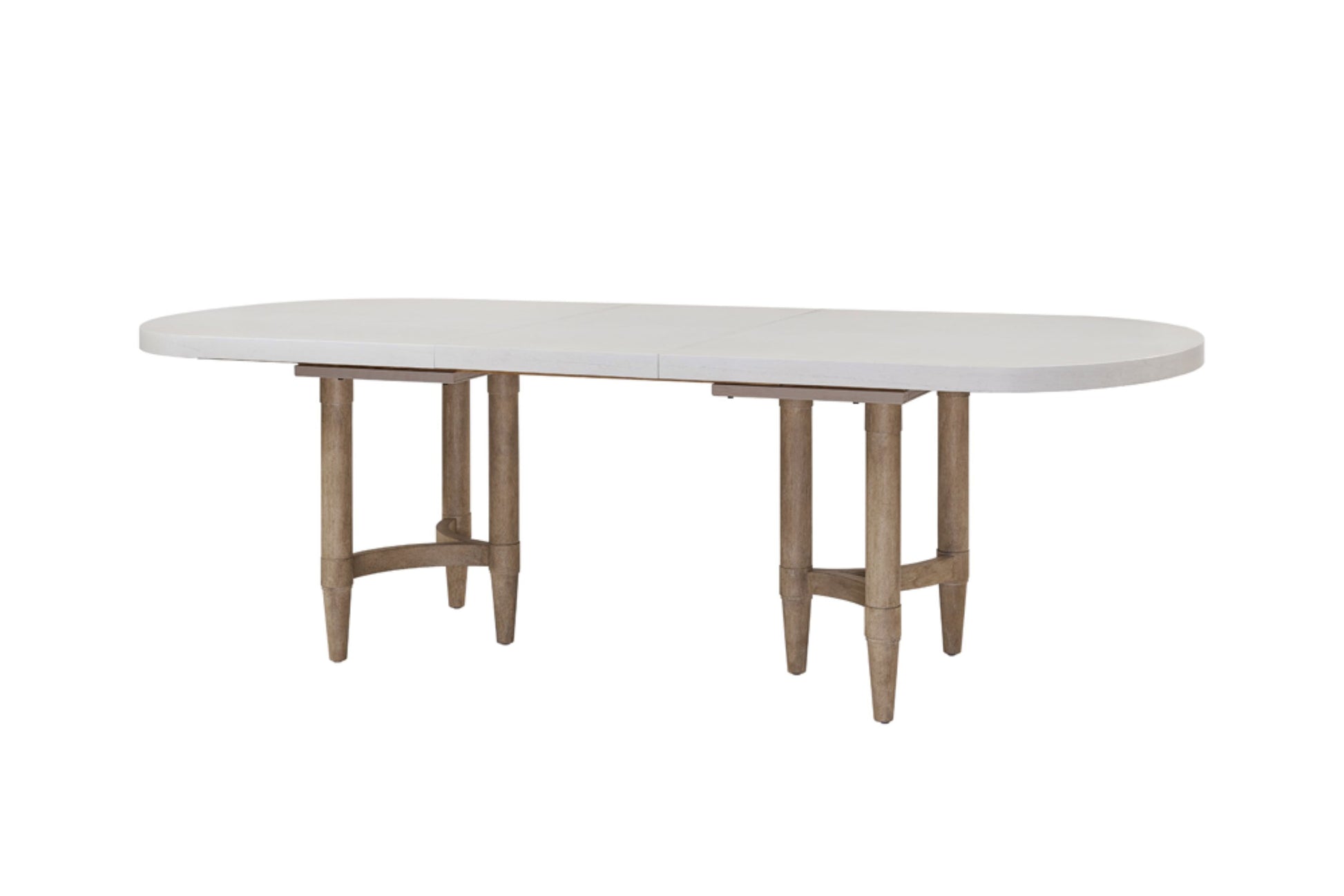 Triad Double Pedestal Dining Table With Leaf Sand Solid Wood Mdf