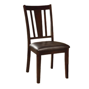 Wooden Side Chair With Slatted Back, Set Of 2, Espresso Brown Brown Solid Wood