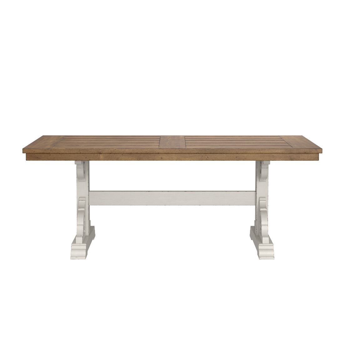 Haidel Brown And White Trestle Dining Table Brown White Solid Wood