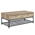 Oak And Sandy Black Coffee Table With Bottom Shelf Oak Primary Living Space Drawers Rectangular Paper Composite