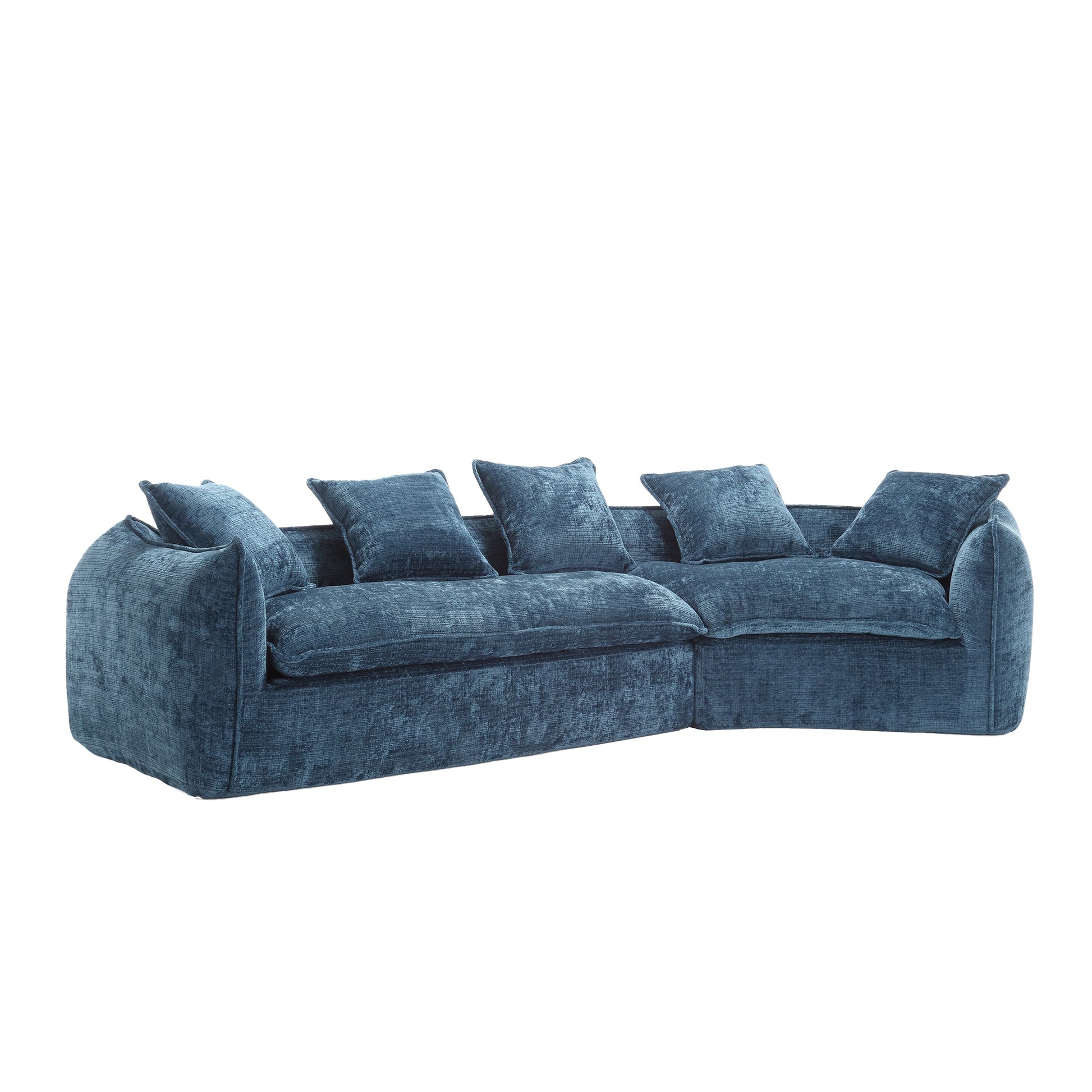 Modular Sectional Sofa, U Shaped Couch With Sofa For Five & Pillows, Modern Minimalist Chenille Fabric Large Comfy Cloud Sofas, Living Room Furniture Sets Navy Chenille 5 Seat