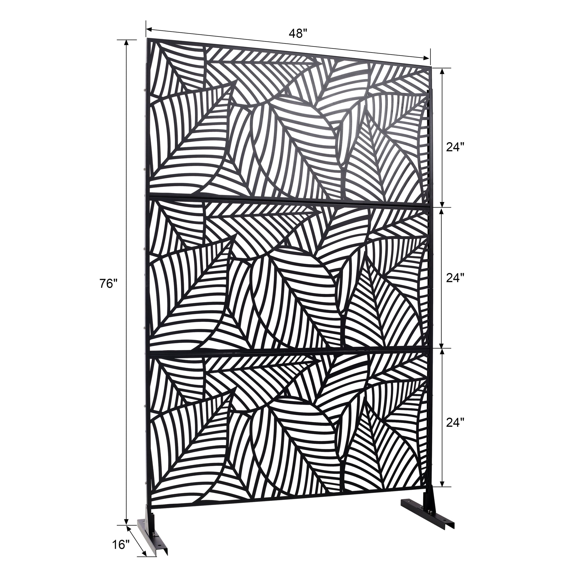 Outdoor & Indoor Privacy Screen Metal Privacy Screen 76" H 48" W, Freestanding Decorative Privacy Screen For Deck Balcony Patio, Privacy Fence Panels For Outside Lawn Garden Ps111 Black Black Steel