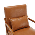 Coolmore Modern Accent Chair, Solid Wood Padding Lounge Armchairs With One Pillow For Living Room, Bedroom, Guest Room Light Brown Pu Light Brown Brown Primary Living Space Modern Rubberwood Foam Pu Leather