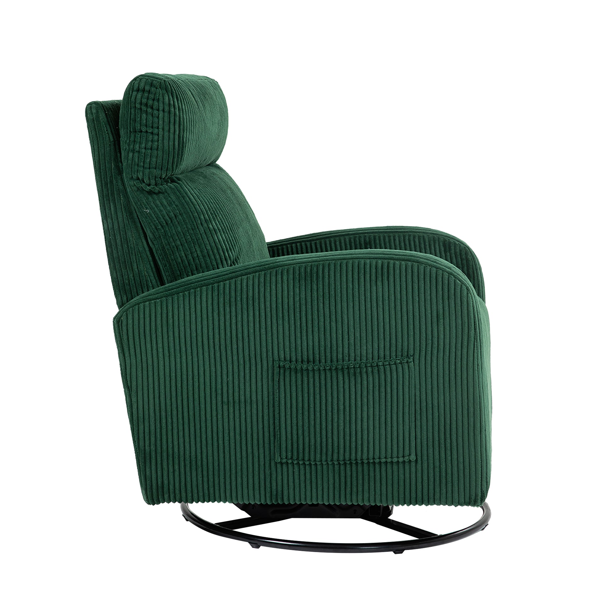 Jiada Upholstered Swivel Glider.Flannel Fabric.Rocking Chair For Nursery In Dark Green.Modern Style One Left Bag Dark Green Primary Living Space Foam Fabric Metal