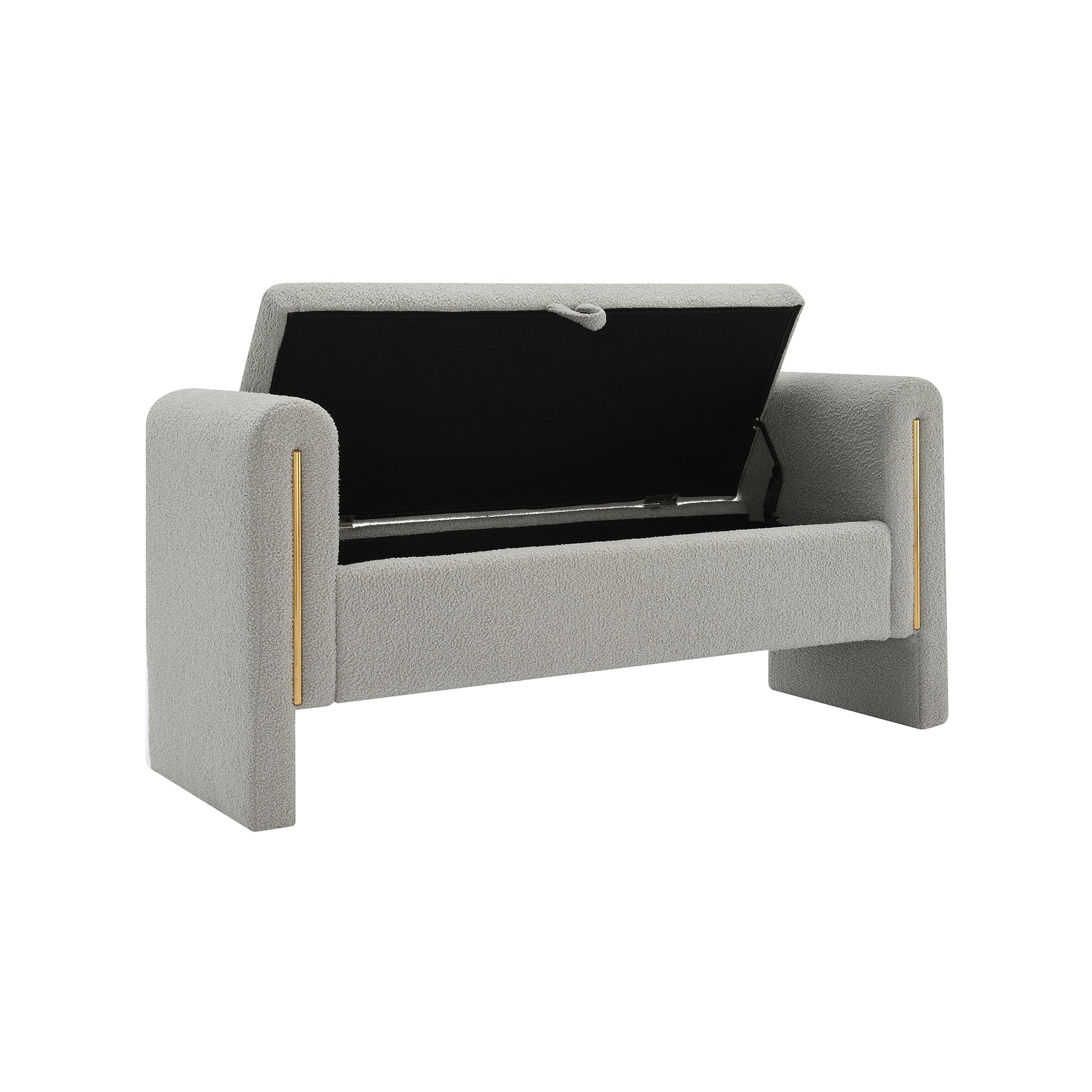 Modern Teddy Bed End Bench With Arms And Storage,Upholstered Large Foot Rest Stool, Comfy Window Vanity Bench For Living Room,Bedroom,Dorm,Coffee Table,Teddy Grey Grey Modern Storage Wood Internal