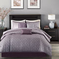 7 Piece Jaquard Comforter Set Purple Queen Queen Purple Polyester
