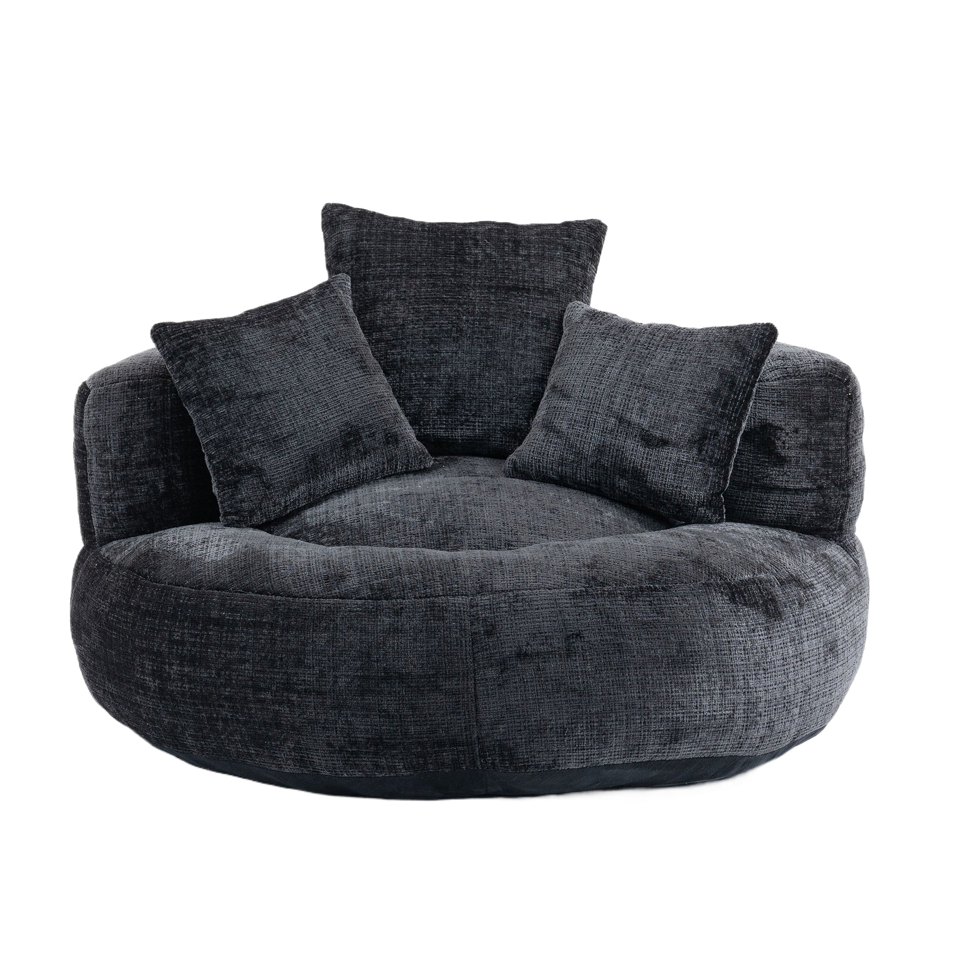 Coolmore Lazy Sofa Durable Comfort Lounger High Back Bean Bag Chair Couch With Three Pillows For Adults And Kids, Indoor & Outdoor, Single Gaming Sofa Chair For Bedroom,Office Black Chenille Black Foam Chenille 1 Seat