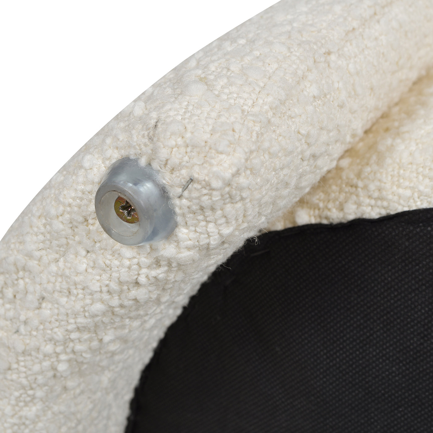 Fuji 43" Upholstered Oval Storage Bench, Ivory White Boucle White Foam Boucle