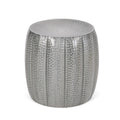 Metal Drum End Table Antique Silver Primary Living Space Contemporary Coffee & End Tables Iron