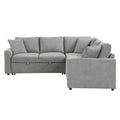 4 Seat L Shaped Modular Sofa With Thick Backrest And Seat Cushions, Suitable For Living Rooms, Offices Gray Wood Polyester 4 Seat