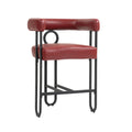 Coolmore Bar Stools Set Of 2, Modern Bar Stool With Back, Black Metal Frames, Upholstered Bar Stools For Kitchen Island, Pub, Club Wine Red Pu Wine Red Dining Room Foam Pu Leather