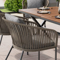 7 Pieces Patio Dining Set, All Weather Outdoor Furniture Set With Dining Table And Chairs, Acacia Wood Tabletop, Metal Frame, For For Garden, Backyard, Balcony, Grey Yes Grey Seats 6 Garden &