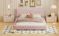 Queen Size Upholstered Bed With Tufted Headboard, Modern Velvet Platform Bedno Box Spring Required, Pink Queen Pink Solid Wood Mdf