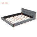 Queen Size Velvet Upholstered Platform Bed, With Luxurious Diamond Grid Headboard,Gray Queen Gray Plywood
