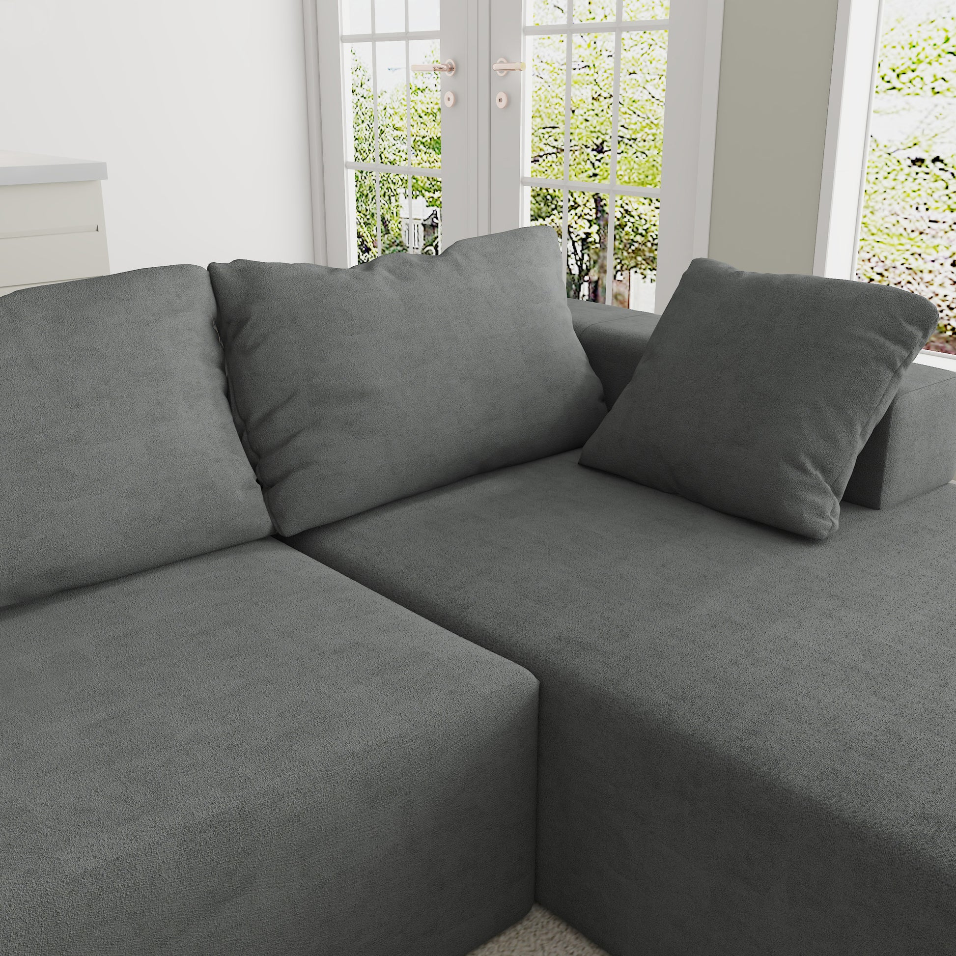 Modern Upholstered Sectional Sofa Couch Set,Modular 108" L Shaped Sectional Living Room Sofa Set With 6 Pillows,Free Combination Sofa Couch For Living Room,Bedroom Grey Foam Chenille 3 Seat