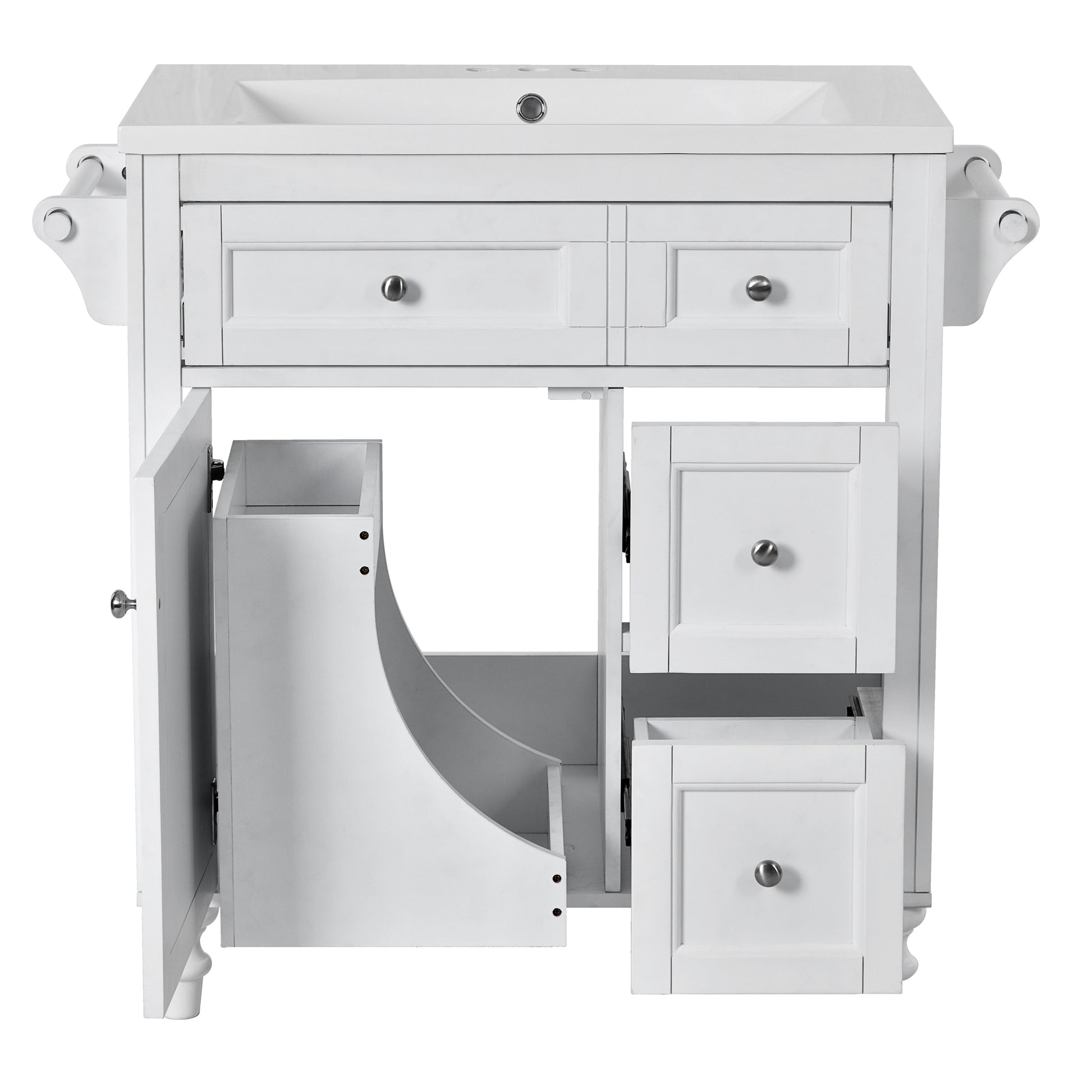 30'' Bathroom Vanity With Top Sink, Modern Bathroom Storage Cabinet With 2 Drawers And A Tip Out Drawer, Single Sink Bathroom Vanity Same As N710S130001K White Bathroom Modern Solid Wood Mdf Resin