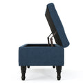 Hyatt Storage Ottoman Navy Blue Fabric