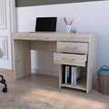 Austin Writing Computer Desk, Two Drawers, One Cabinet Gray Computer Desk Office Contemporary Floor Mount Rectangular Drawers Computer Tables Rectangular Melamine Engineered Wood