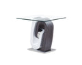 Rocky End Table White Gray Solid Wood Mdf