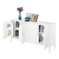 4 Door Sideboard Storage Cabinet With Door Shelf For Living Room And Dining Room, Two Large Cabinets With Adjustable Shelf, White White Rubberwood Solid Wood Mdf