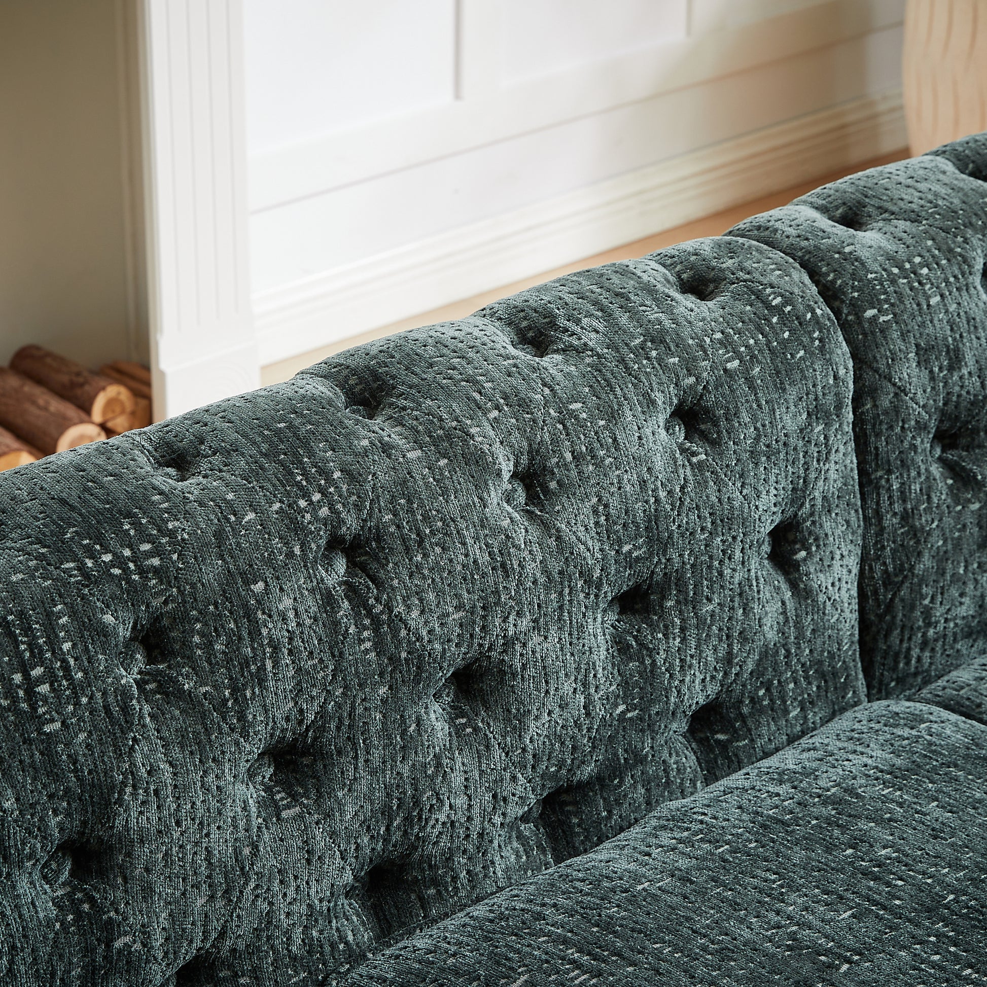 81.5 Inch Chenille Corner Sofal Shaped Sectional Couch, 5 Seater Corner Sofas With 3 Cushions For Living Room, Bedroom, Apartment, Office Green Foam Chenille 5 Seat