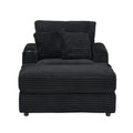 39 Inch Spring Upholstered Armchair And Ottoman Set Comfortable Single Sofa With Cup Holder And Corduroy Fabric, Perfect For Living Room Or Bedroom Black Corduroy 1 Seat
