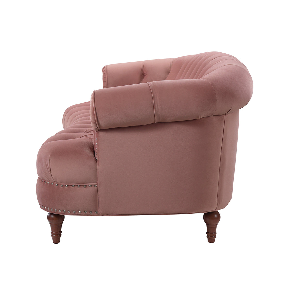 La Rosa Victorian Chesterfield Tufted Sofa, Ash Rose Pink Velvet Pink