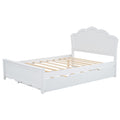 Full Size Wood Platform Bed With Headboard And Twin Size Trundle, White Box Spring Not Required Full White Wood Bed Frame Solid Wood Mdf