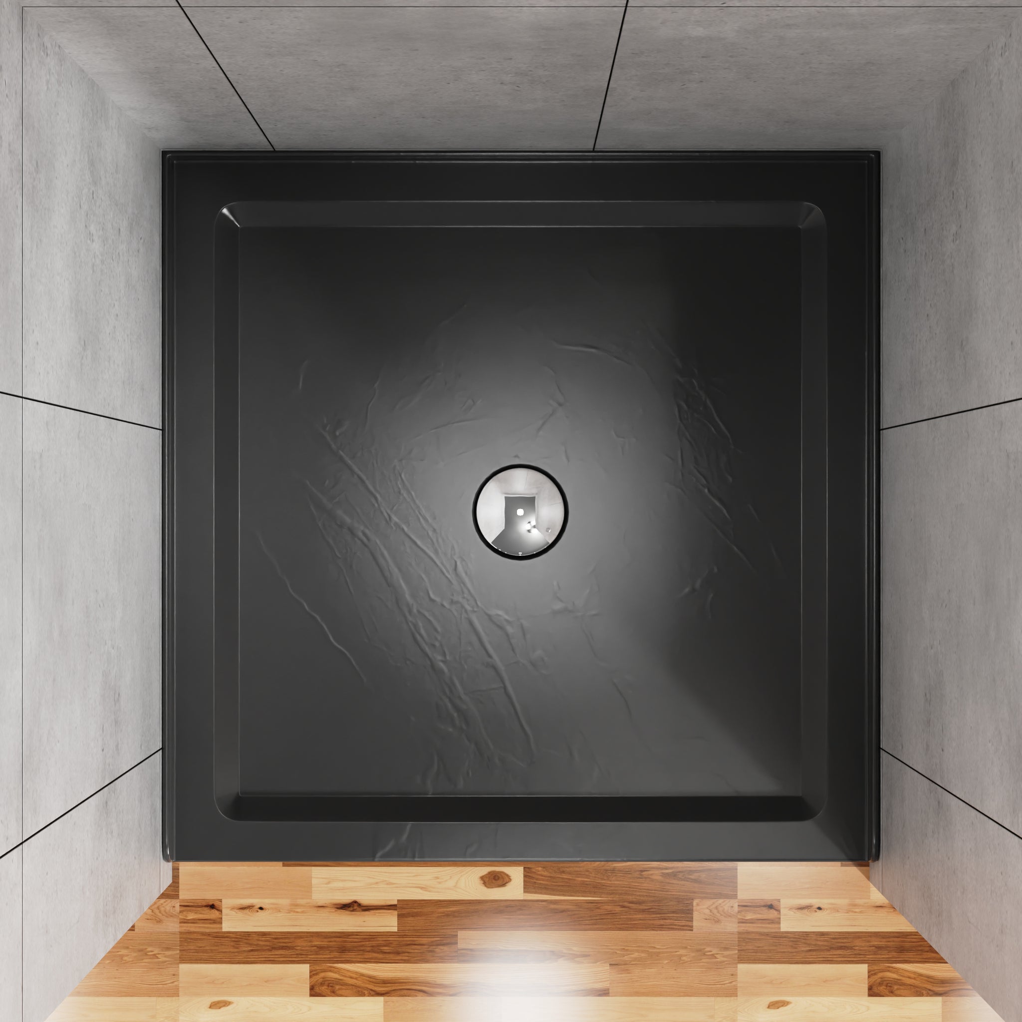 Goodyo 36"X36" Shower Base 3.5" Height Anti Slip Acrylic Center Drain Single Threshold Shower Base In Slate Black Black Abs