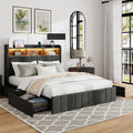 Queen Bed Frame With Storage Headboard, Wooden Bed Frame With 47.2