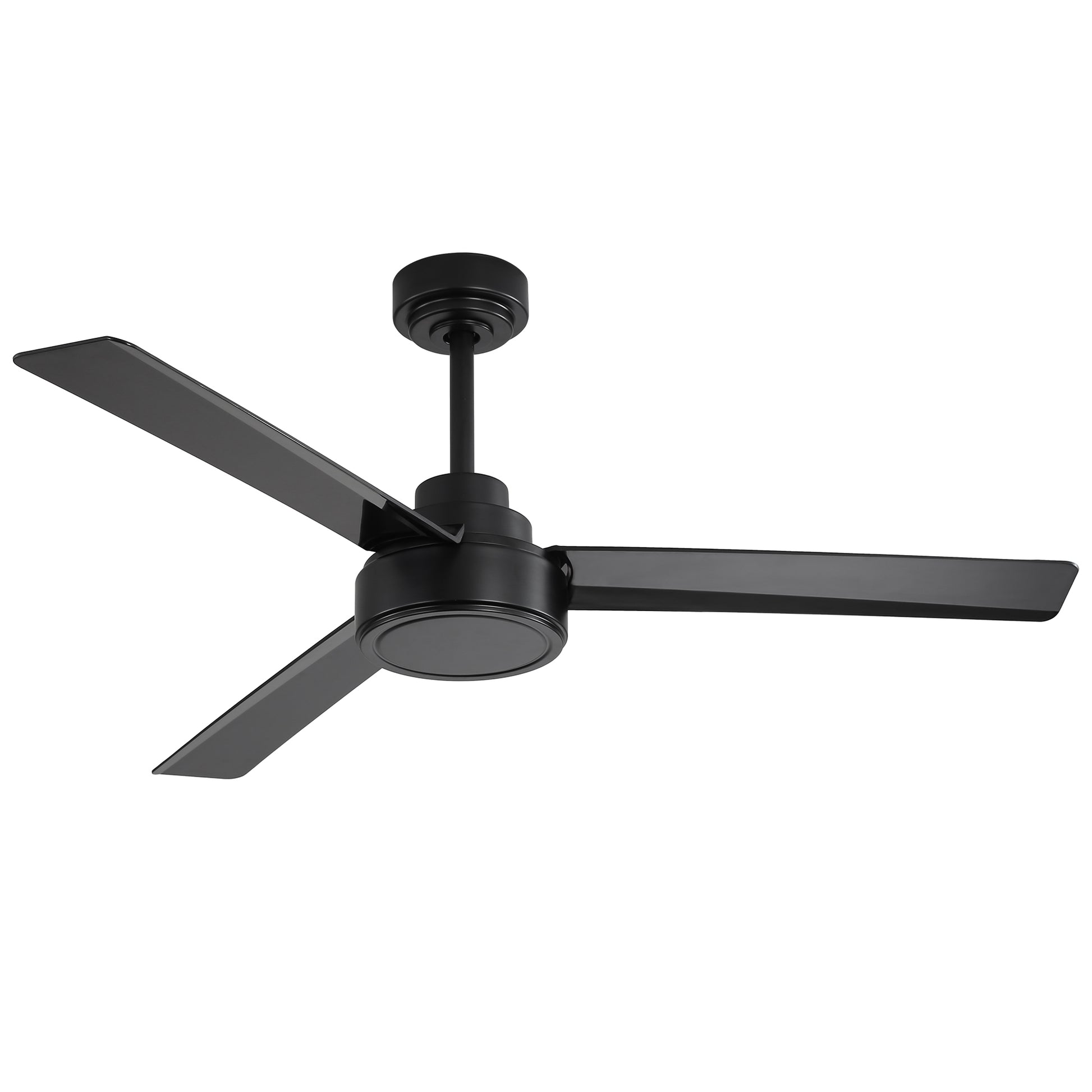 52" Ceiling Fan Without Light, 3 Abs Blades Farmhouse Ceiling Fan With Remote Control 6 Speed Reversible Dc Motor Black For Living Room, Bedroom, Kitchen Black Abs