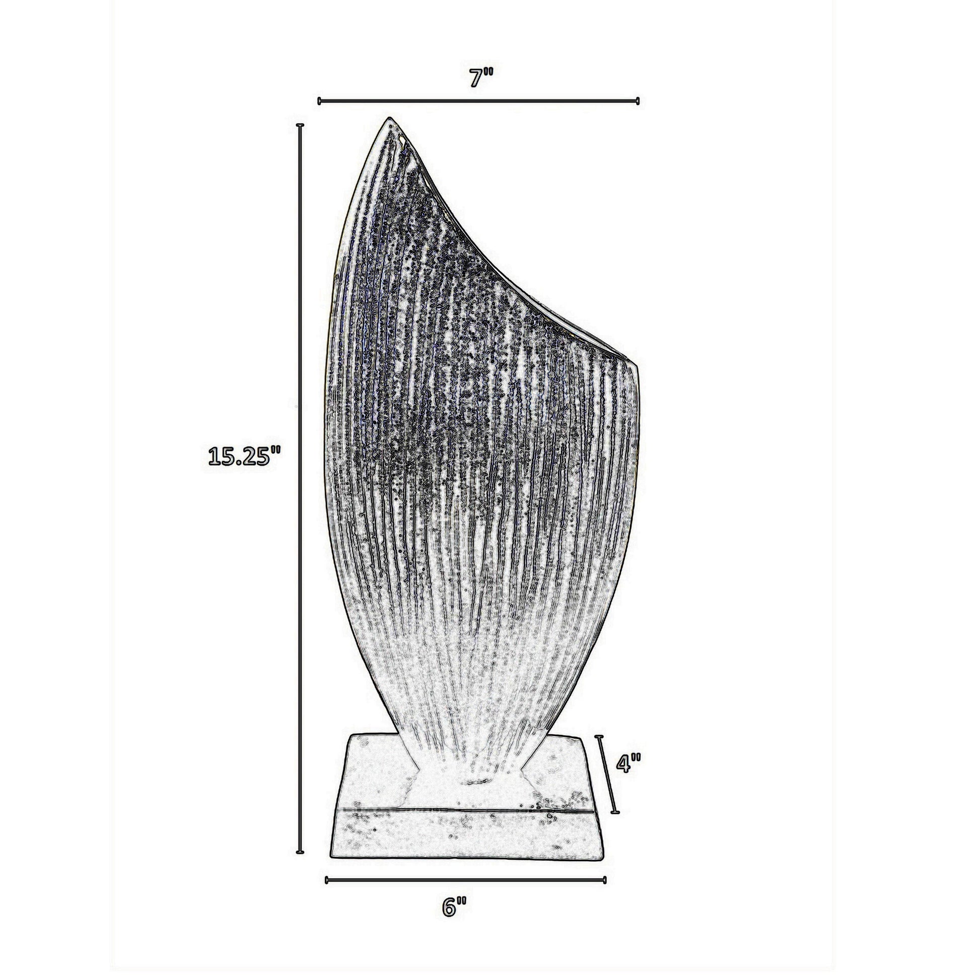 15 Inch Decorative Vase, Aluminum, Vertical Ribbing, Gold And Jet Black Gold Black Aluminium