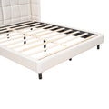 Queen Size Upholstered Platform Bed With Led Lights And U Shaped Headboard, Linen Fabric, Beige Queen Beige Wood Metal