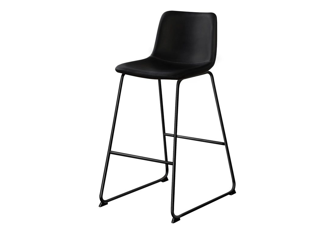 Office Chair, Bar Height, Standing, Computer Desk, Work, Black Leather Look, Black Metal, Contemporary, Modern Black Foam Polyurethane