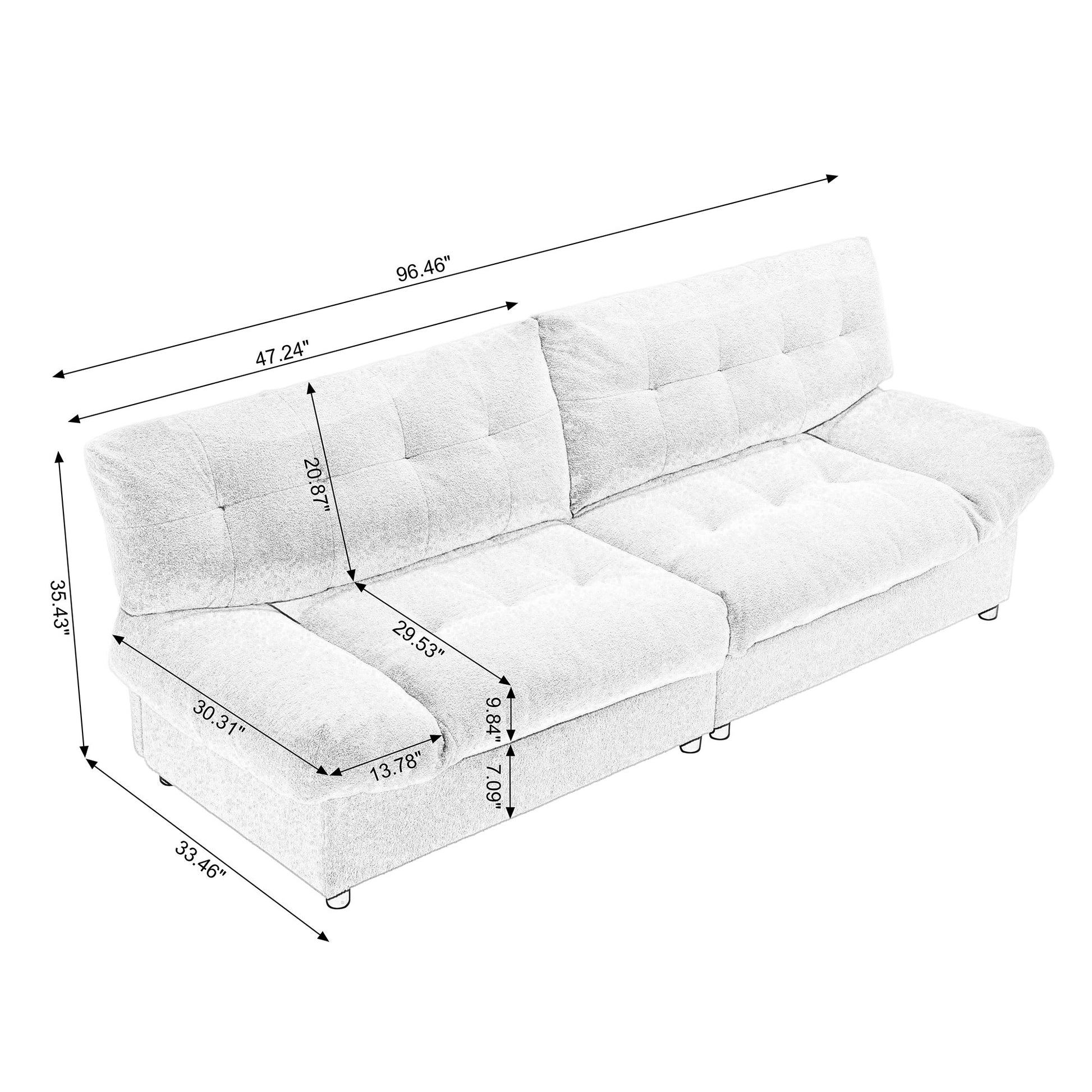 Cloud Style Sofa, Teddy Velvet Fabric, Comfy Padded Cloud Couch For Living Room, Apartment Dark Gray Light Brown Velvet Wood Primary Living Space Modern Polyester 2 Seat