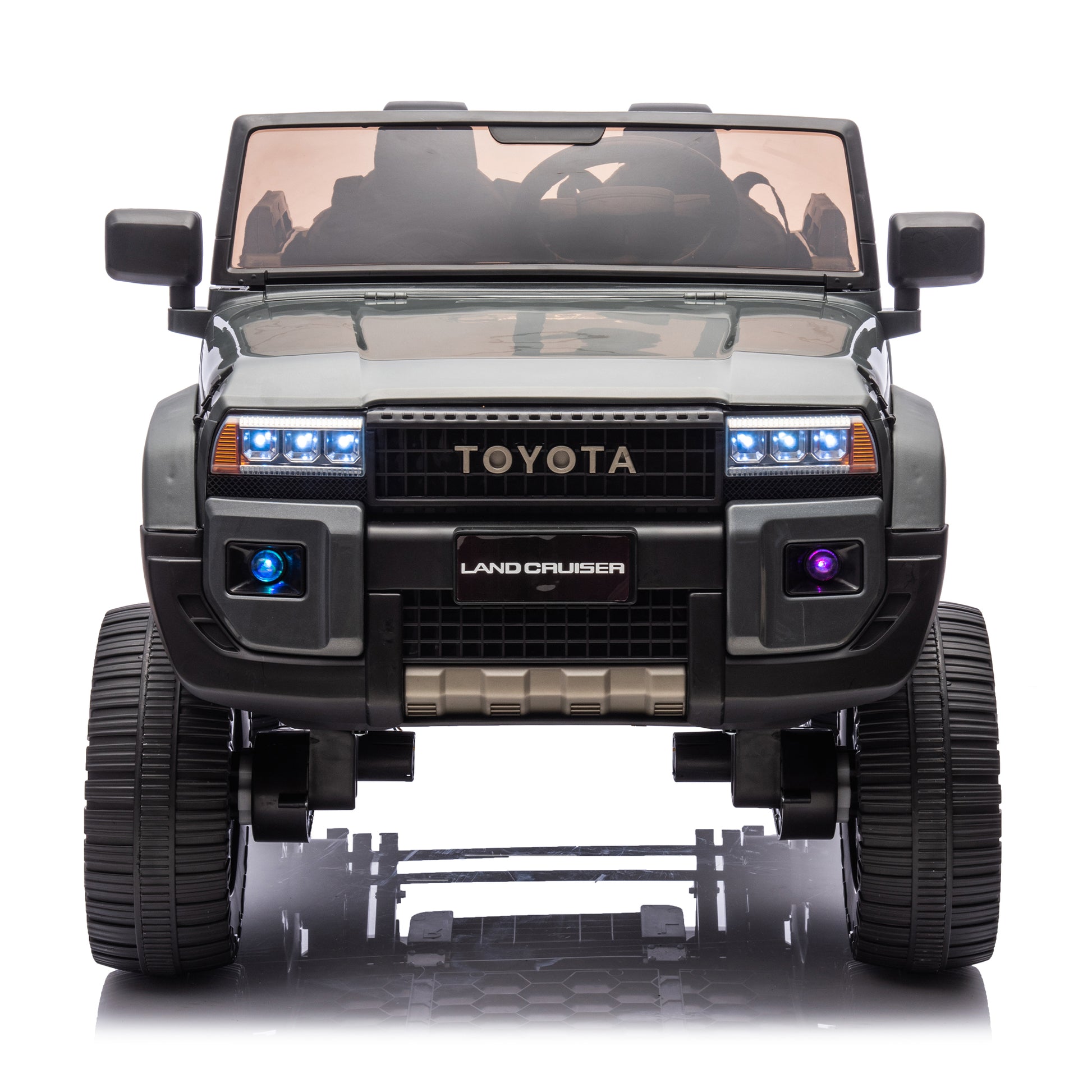 24V Two Seater Kids Ride On Car W Parents Remote Control, Licensed Toyota Lc250,4Wd,220W Motors,With Shovel,Three Point Seat Belt,Slow Start,Speed Adjustment,Bluetooth,Music For Kids Aged 3 . Gray 100 149 Lbs Polypropylene