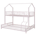 Metal House Bunk Bed, Twin Over Full, Pink Full Pink Metal