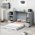Twin Size Murphy Bed With Drawers, Cabinets And Usb Ports,Gray Twin Gray Mdf Lvl