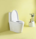 1.1 1.6 Gpf Dual Flush 1 Piece Elongated Toilet With Soft Close Seat Gloss White, Water Saving, Modern, Stylish Design 23T01 Gw 1 White Ceramic