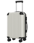 20 Inch Carry On Luggage With Tsa Lock& Double Spinner Wheels, Expandable For Large Storage Off White Abs