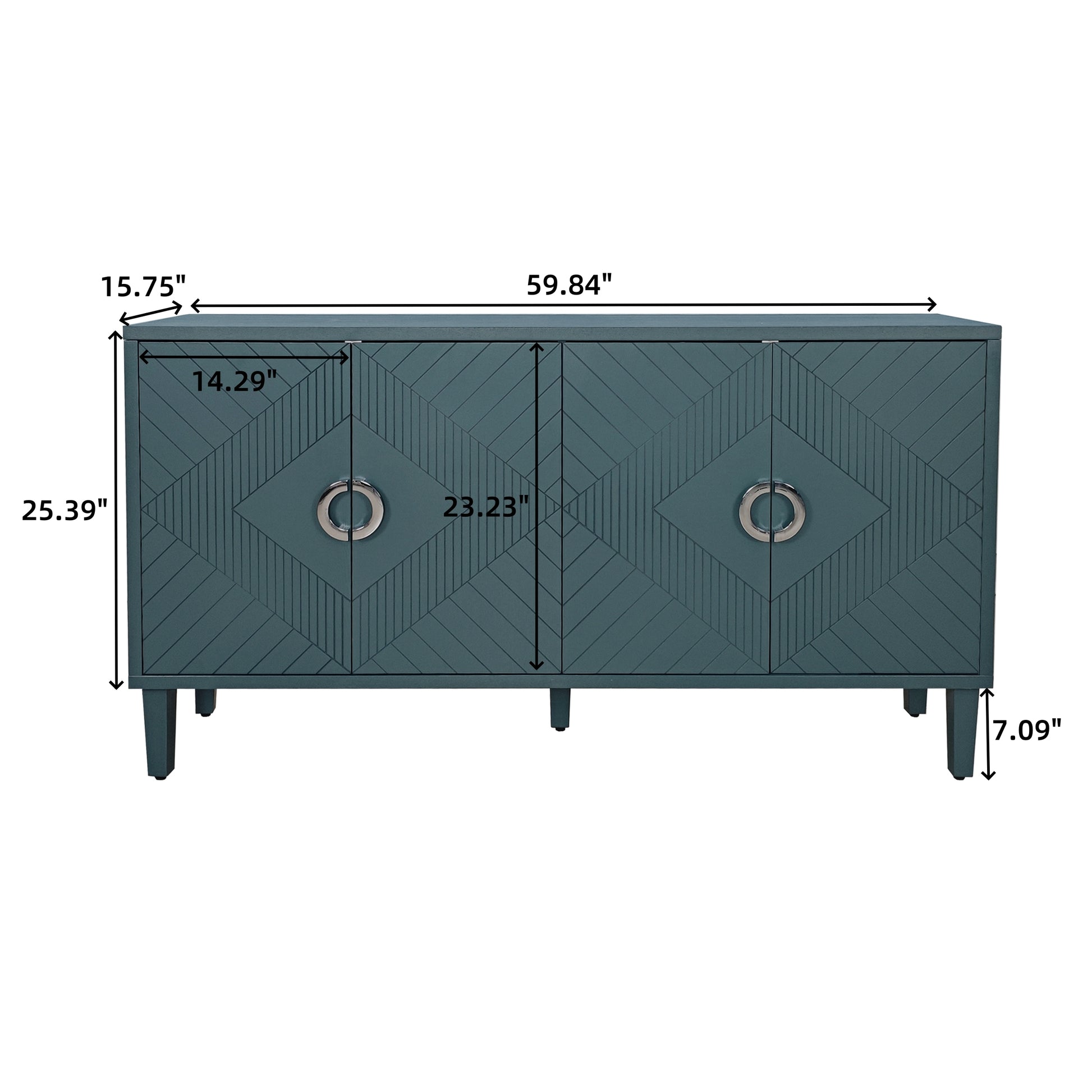 Stylish And Functional 4 Door Storage Cabinet With Pine Legs And Mdf, For Living Room Bedroom,And Kitchen, Olive Green, Forest Green, Blue Olive Green Mdf