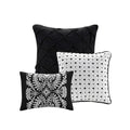 7 Piece Cotton Printed Comforter Set Black King King Black Polyester