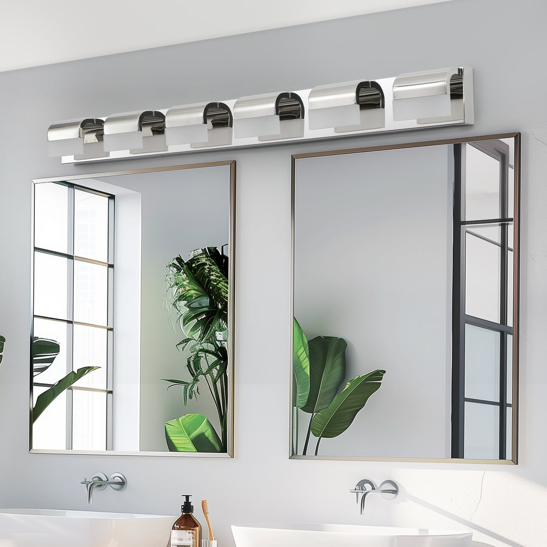 Modern Bathroom Vanity Lighting 6 Light Led Vanity Lights Over Mirror Bath Wall Lighting Chrome Acrylic,Stainless Steel