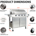 Propane Grill 4 Burner Barbecue Grill Stainless Steel Gas Grill Silver Garden & Outdoor Stainless Steel