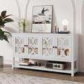 Elegant Retro Console Table Storage Cabinet Sideboard With Mirrored Doors, Spacious Shelves, And Durable Acacia Wood Legs Perfect For Living Room, Dining Room, Or Entryway Antique White Antique White Primary Living Space Solid Wood Mdf