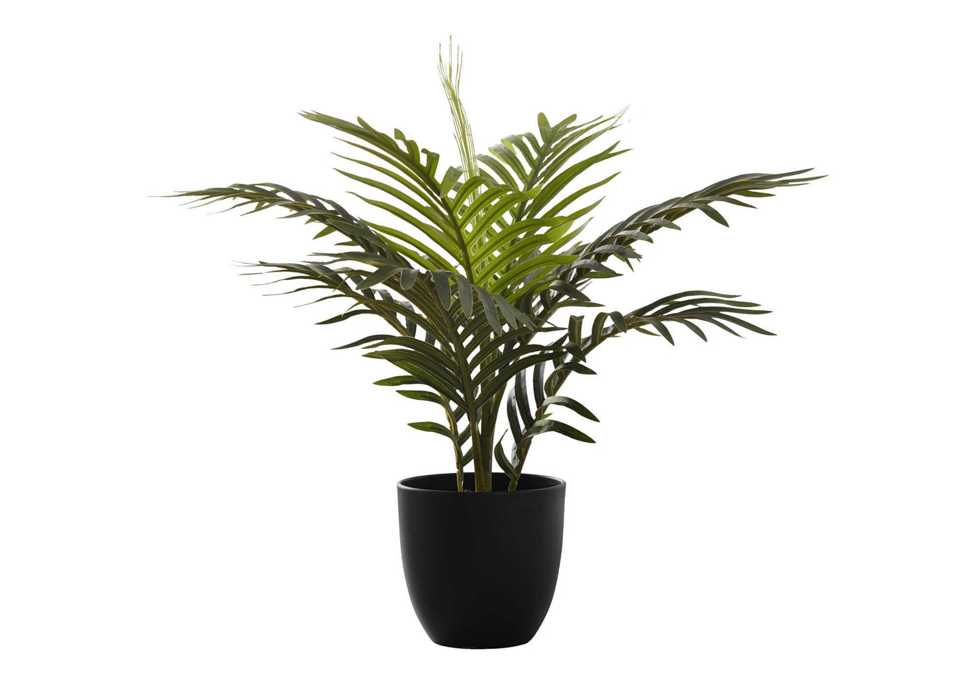 Artificial Plant, 20" Tall, Palm, Indoor, Faux, Fake, Table, Greenery, Potted, Real Touch, Decorative, Green Leaves, Black Pot Green Foam Plastic