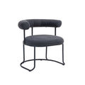 Coolmore Boucle Dining Chairs Set Of 2, Mid Century Modern Curved Backrest Chair, Round Upholstered Kitchen Chairs Carbon Black Boucle Carbon Black Foam Mdf Metal