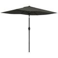 Outsunny 6.5' X 10' Rectangular Market Umbrella, Patio Outdoor Table Umbrella With Crank And Push Button Tilt, Dark Gray Gray Steel