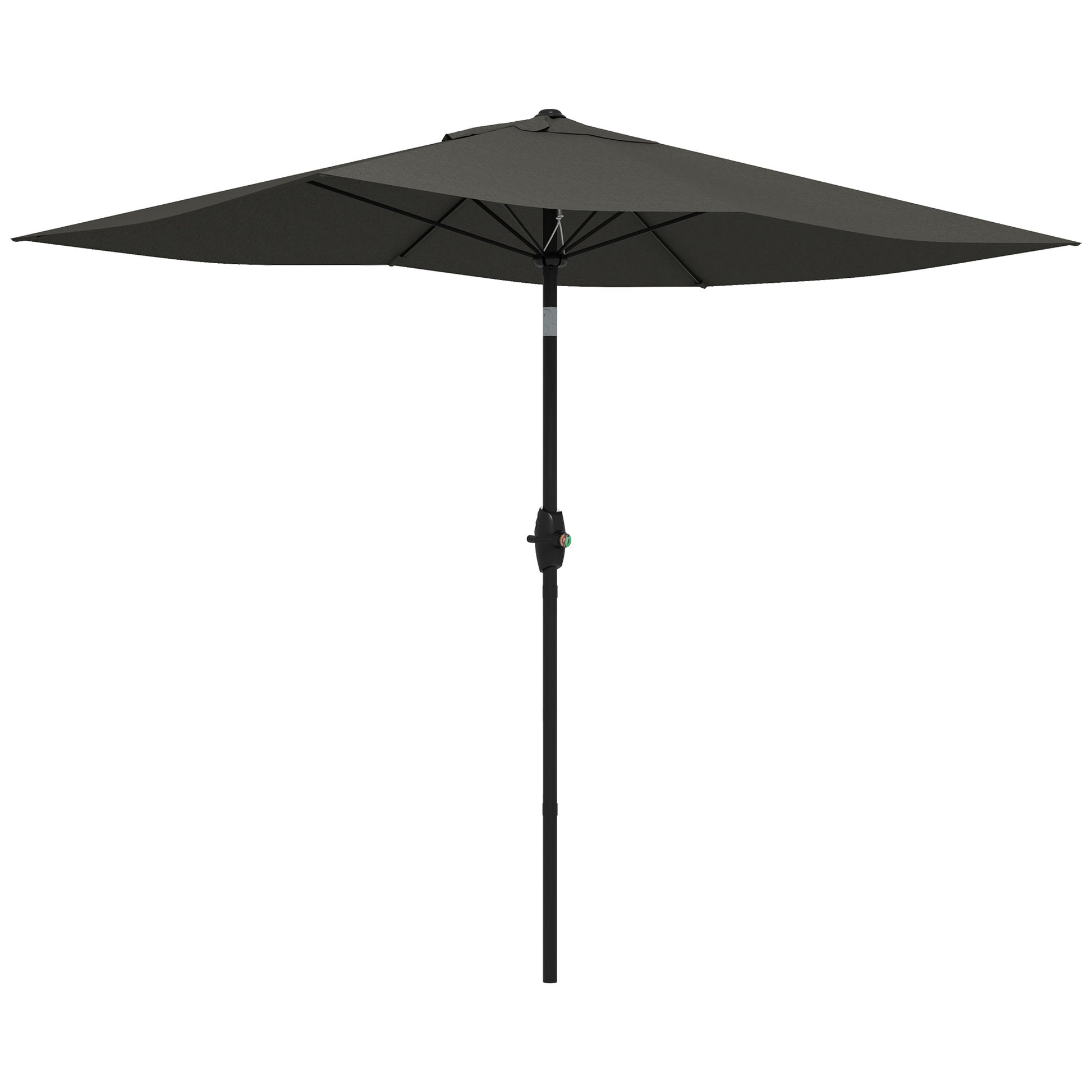 Outsunny 6.5' X 10' Rectangular Market Umbrella, Patio Outdoor Table Umbrella With Crank And Push Button Tilt, Dark Gray Gray Steel